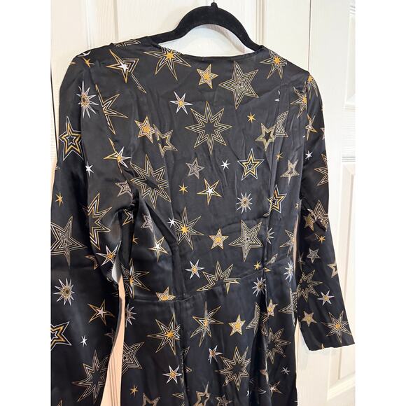 NEW Star Print Long Sleeve Maxi Dress Duster Kimono Party Cocktail - Picture 7 of 8